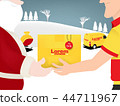 santa claus shipping gift by delivery service man 44711967