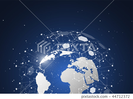 Global network connection. World map point Global network connection. World map point 44712372