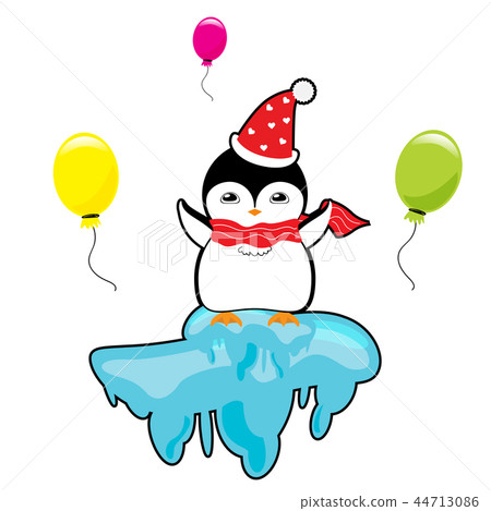 cute of a penguin cartoon celebrating Christmas 44713086