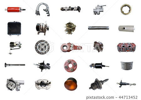 Auto spare parts car on the white background. Auto spare parts car on the white background. 44713452