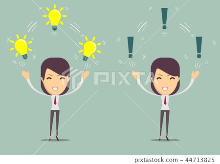 Portrait of a beautiful expressive young brunette with light bulb idea sign. 44713825