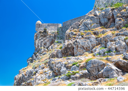 The venetian fortress of Fortezza on the hill at the old town of Rethimno, Crete, Greece. 44714396
