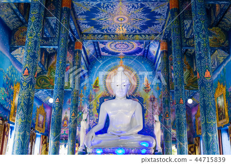 Wat Rong Sua Ten temple with blue sky background,  44715839