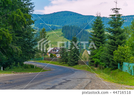 A steep winding road against the background of rur A steep winding road against the background of rur 44716518