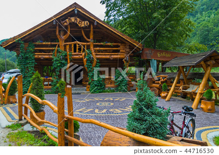 Authentic restaurant complex built of wood and pav Authentic restaurant complex built of wood and pav 44716530