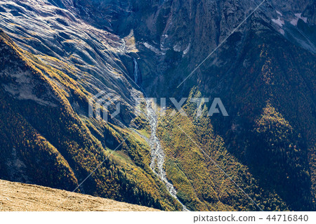 above view of mountain river in canyon near Dombay 44716840