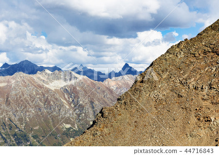 view of Caucasus mountain range from Dombay 44716843