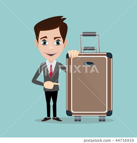 Happy man with luggage on background. A businessman with suitcases. 44716919