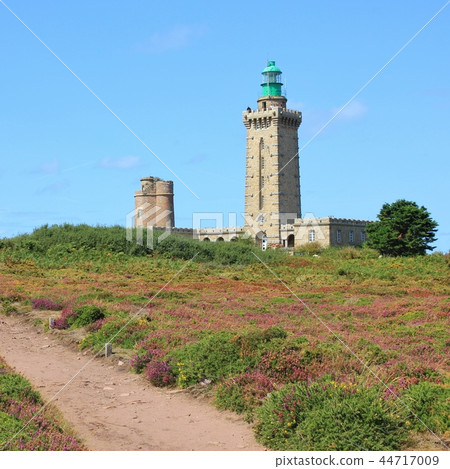 Old lighthouse and flowers at Cap Frehel. Old lighthouse and flowers at Cap Frehel. 44717009