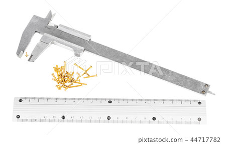 callipers, metallic ruler and lot of brass screws 44717782