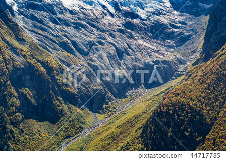 above view of river in mountain gorge in Dombay above view of river in mountain gorge in Dombay 44717785