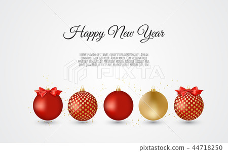 Gold and red decorative Christmas balls. New year background. 44718250