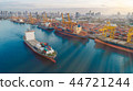 Container ship from sea port working for delivery. 44721244