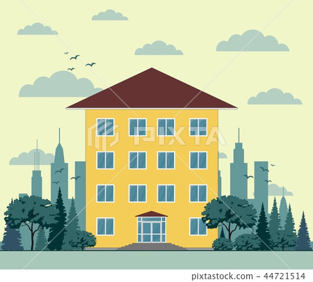 Building in flat style. Illustration - Stock Illustration [44721514 ...