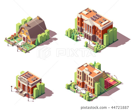 Vector isometric educational buildings set Vector isometric educational buildings set 44721887