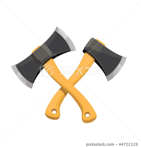 crossed two wooden axes 44722129