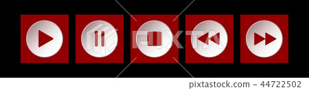 red, white square music control buttons set red, white square music control buttons set 44722502
