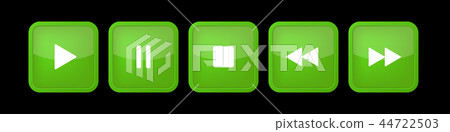 green, white square music control buttons set green, white square music control buttons set 44722503