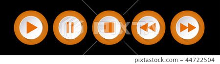 orange, white round music control buttons set orange, white round music control buttons set 44722504