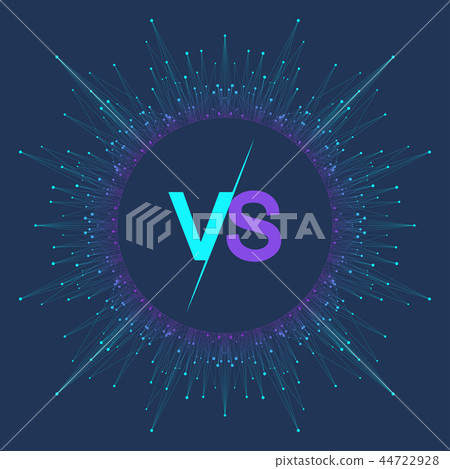 VS letters in the fractal element with connected lines and dots. Poster communication or particle 44722928