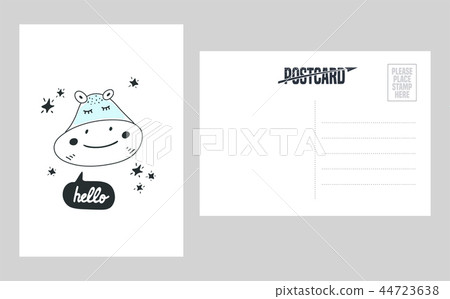 Cute hippo head vector illustration 44723638