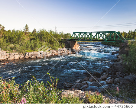 Railway bridge over the Rautas River in Sweden 44725660