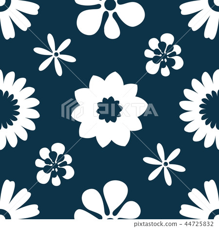Seamless pattern with white flowers. - Stock Illustration [44725832 ...