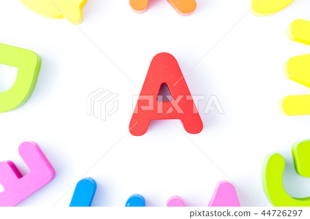 A letters in English made from wood bright colors. A letters in English made from wood bright colors. 44726297