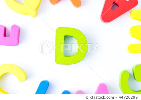 D letters in English made from wood bright colors. D letters in English made from wood bright colors. 44726299