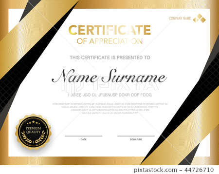 diploma certificate template black and gold color. - Stock Illustration ...