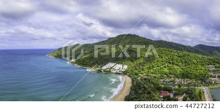 aerial view turquase blue sea in Nai Harn gulf 44727212