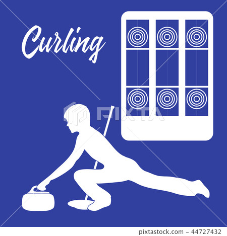 Playground for curling, broom, stone and athlete 44727432