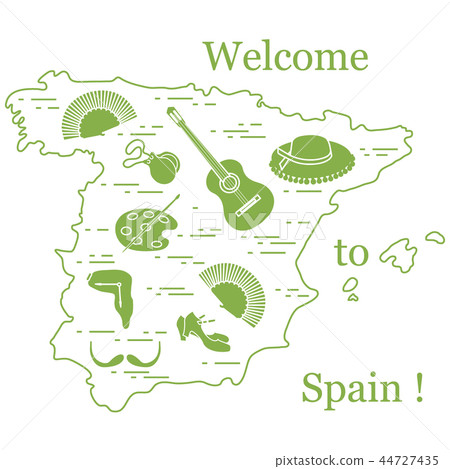 various symbols of Spain arranged in a circle various symbols of Spain arranged in a circle 44727435