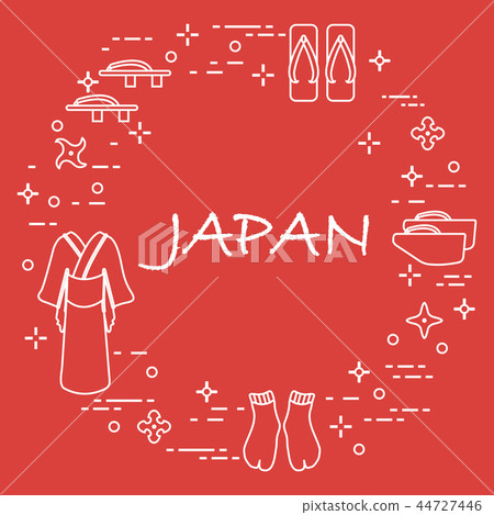 Traditional japanese clothing, shoes and shurikens 44727446