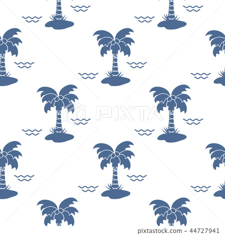 Seamless pattern with palm trees and waves - Stock Illustration ...
