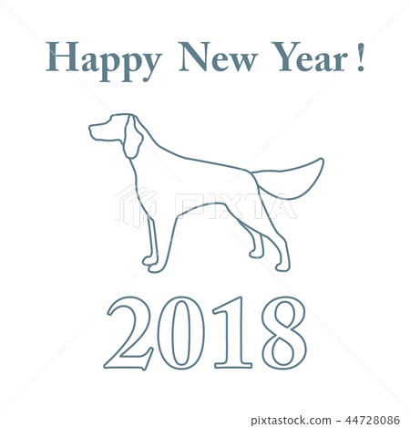 Setter silhouette and inscription happy new year 44728086