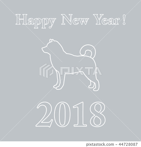 Shiba Inu silhouette and inscription happy new 44728087