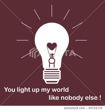 Glowing light bulb with glower in shape of heart 44728156