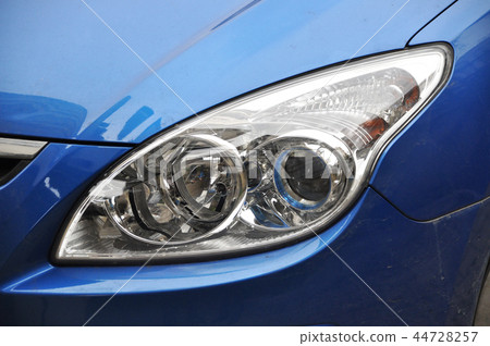 Head Lamp Of Blue Car Head Lamp Of Blue Car 44728257
