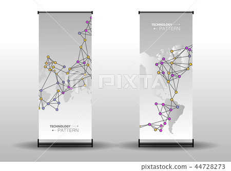 Vector abstract technology connection roll up design and business templates with lines and dots 44728273