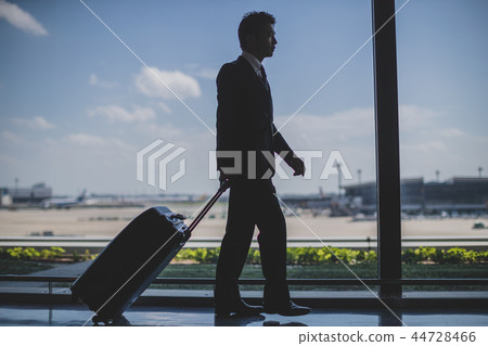 business man, airport, silhouette 44728466