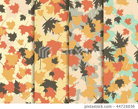 Autumn leaves set of seamless patterns. Oak leaves - Stock Illustration ...
