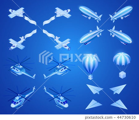 Flying Aircraft Isometric Vector Icons Set Flying Aircraft Isometric Vector Icons Set 44730610