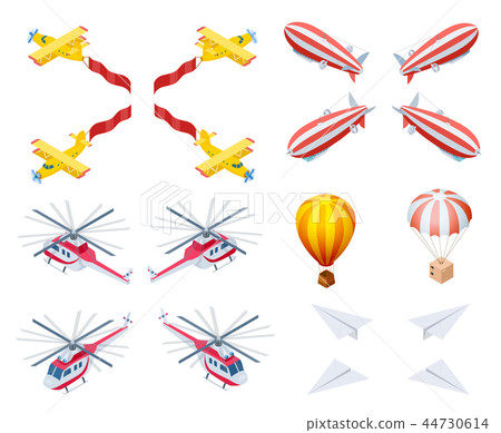 Modern and Retro Aircraft Isometric Vector Icons 44730614