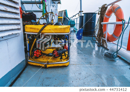 Remote operated vehicle mini ROV on deck of offshore vessel Remote operated vehicle mini ROV on deck of offshore vessel 44731412