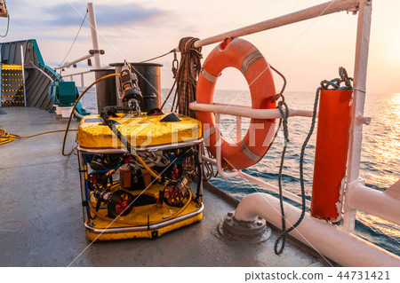 Remote operated vehicle mini ROV on deck of offshore vessel Remote operated vehicle mini ROV on deck of offshore vessel 44731421