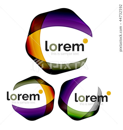 Set of geometric shape convergence logo design templates 44732592
