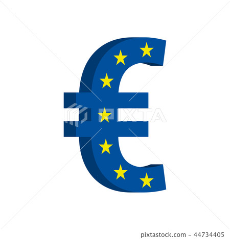 Euro (EUR) currency symbol with flag Euro (EUR) currency symbol with flag 44734405