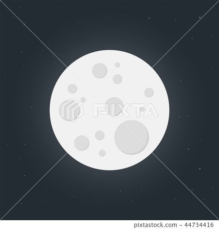 Full Moon On Dark Sky, Flat Design Full Moon On Dark Sky, Flat Design 44734416
