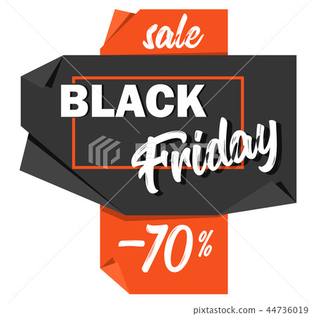 Black Friday advertising price tag. Origami-style paper Black Friday advertising price tag. Origami-style paper 44736019